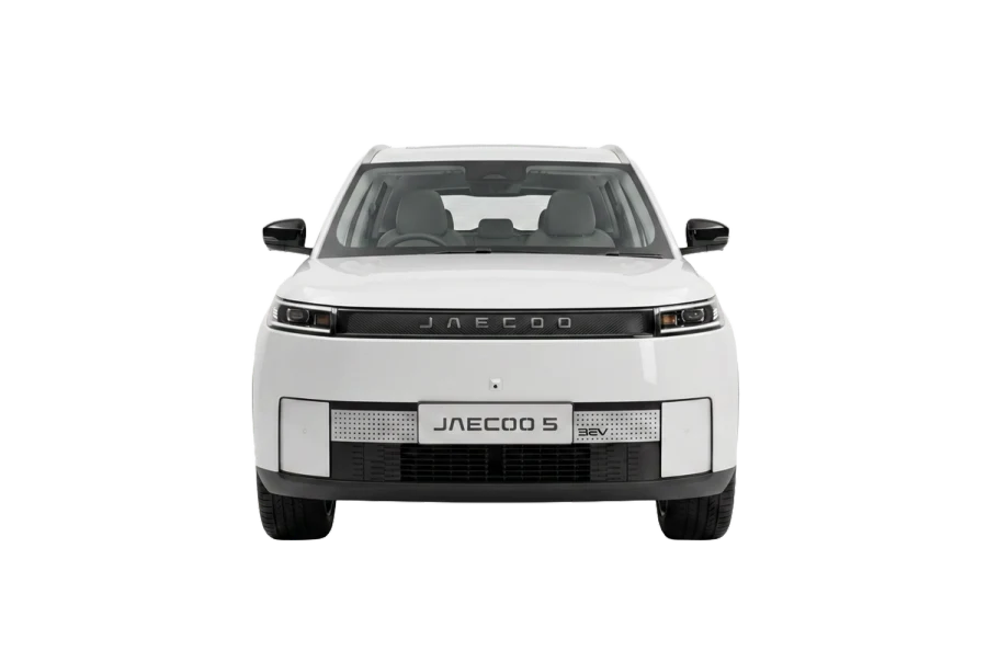 Jaecoo J5 EV: Official international model image; Pakistan final specification and appearance may differ.